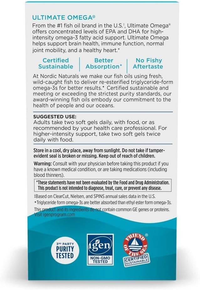 Nordic Naturals Ultimate Omega Lemon 1280mg 210ct Fish Oil EPA DHA Heart Brain