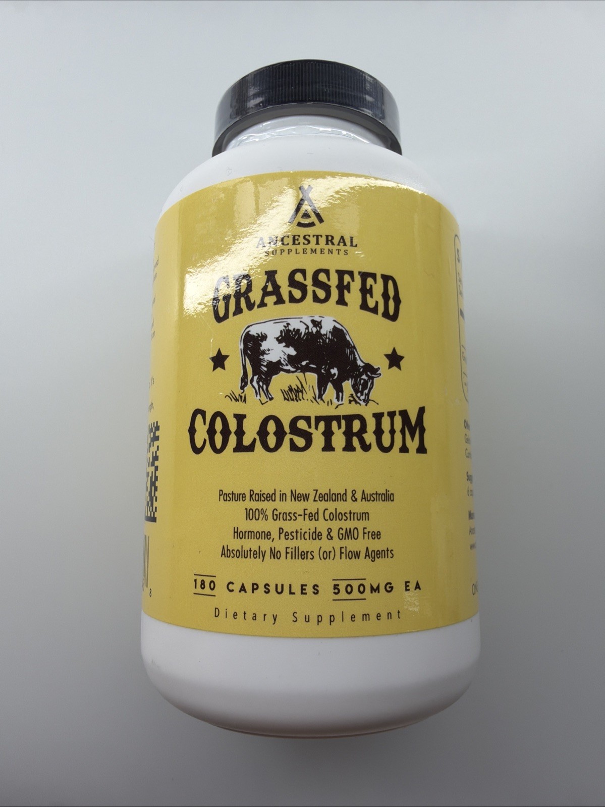 ($68) Ancestral Supplements Grass Fed Colostrum 500mg Capsules – 180 Count