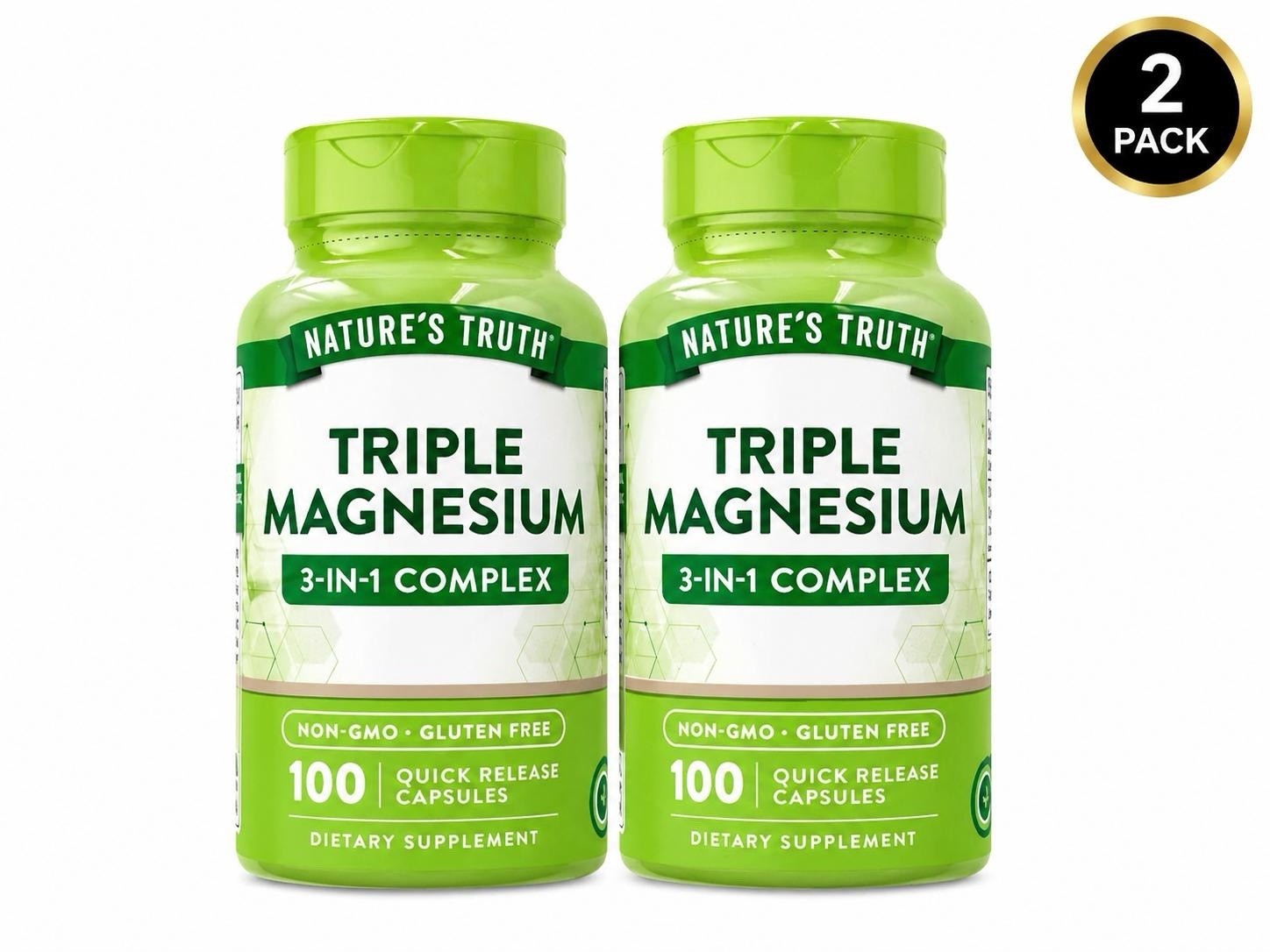 (2 Pack) Nature’s Truth Triple Magnesium Complex 420mg 100caps Exp:07-2027+ M30