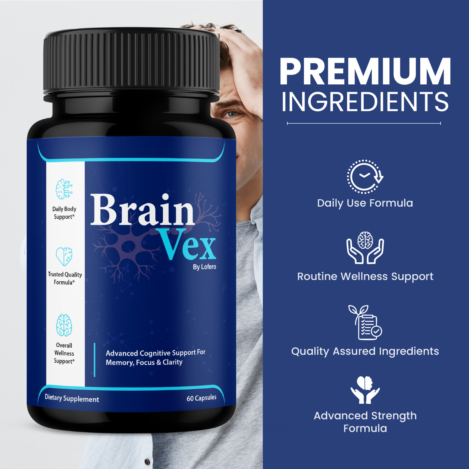 (5 Pack) Brain Vex Capsules For Memory Focus & Clarity BrainVex Pills (300 ct)