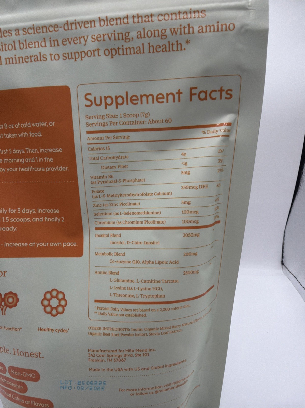 MILAMEND HORMONE BALANCE SUPPLEMENT 430G Mixed Berry EXP. 07/28