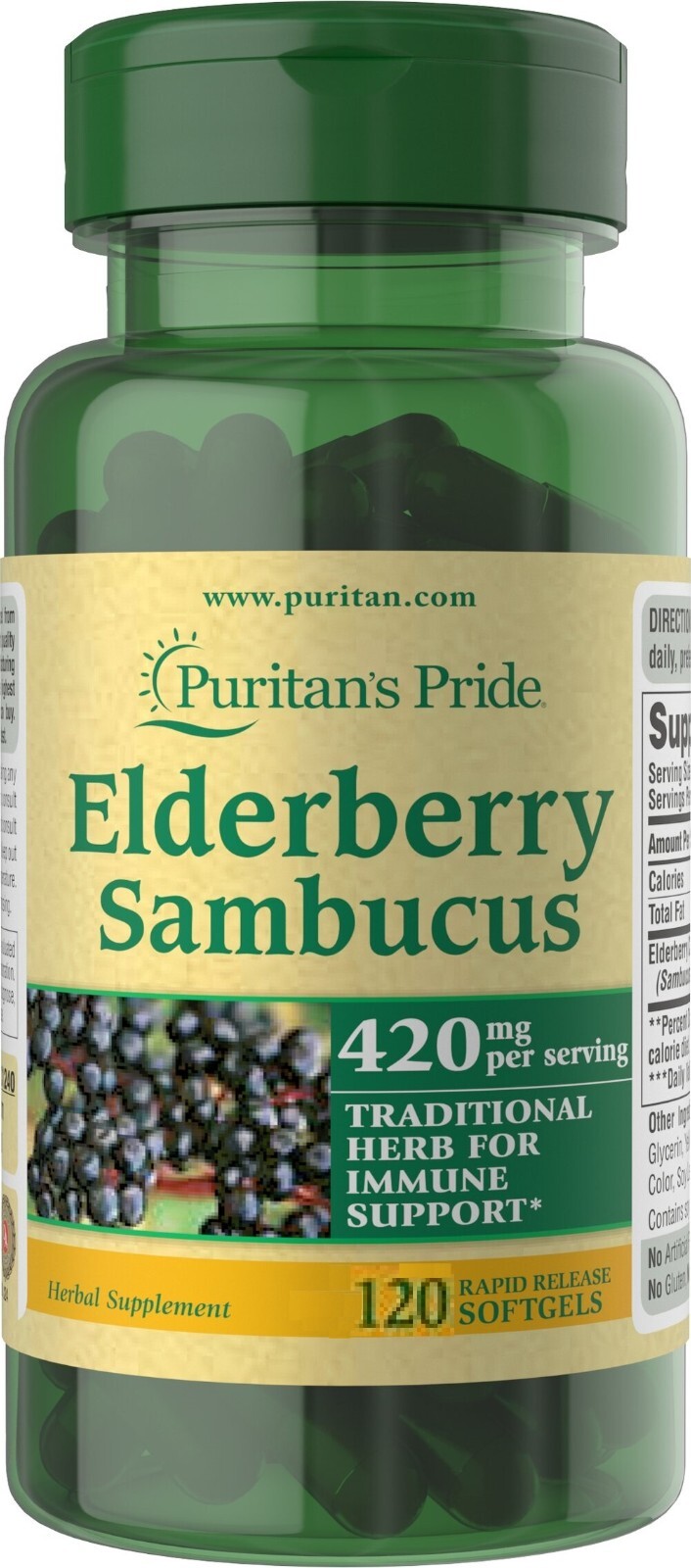 Puritan’s Pride Elderberry Sambucus, 420 mg, 120 softgels