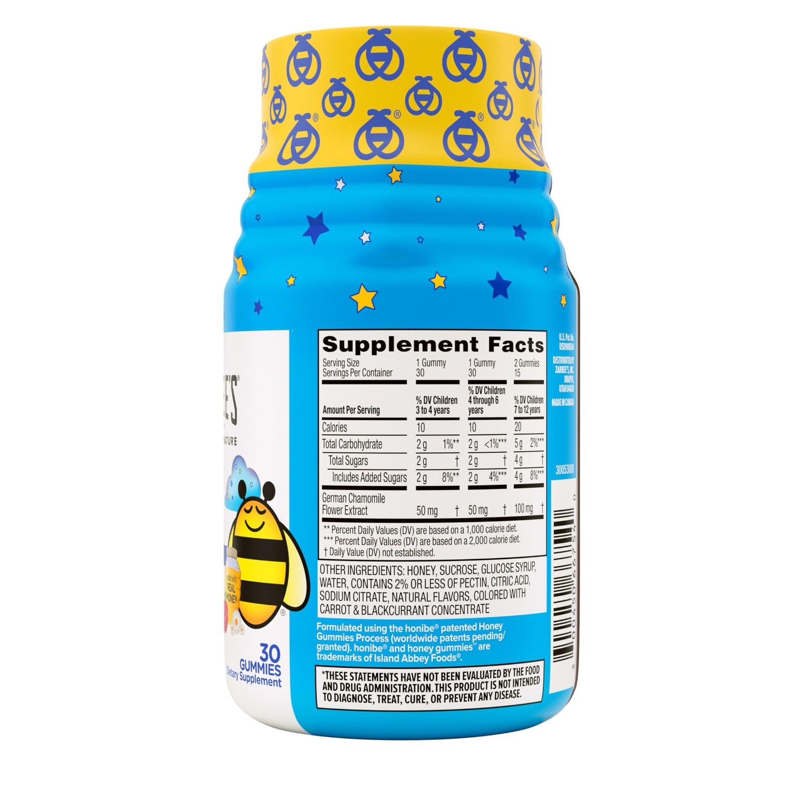 Bedtime Gummies for Kids – Melatonin-Free Honey, Raspberry, Chamomile, 30ct