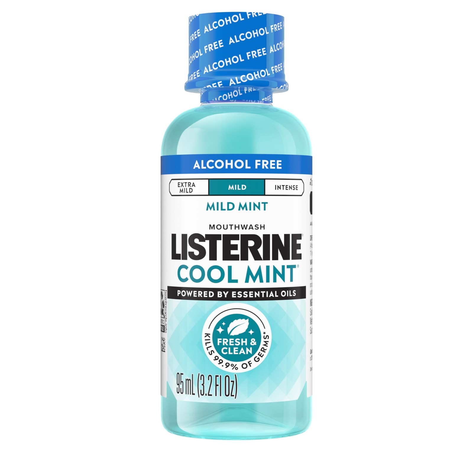 Listerine Cool Mint Alcohol-Free Mild Mouthwash, 3.2 Fl Oz (Pack of 1),