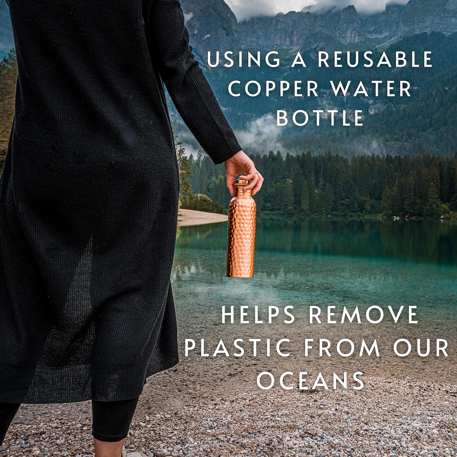 Kosdeg Copper Water Bottle – 34 Oz Extra Large – A Hammered 34 Ounces,