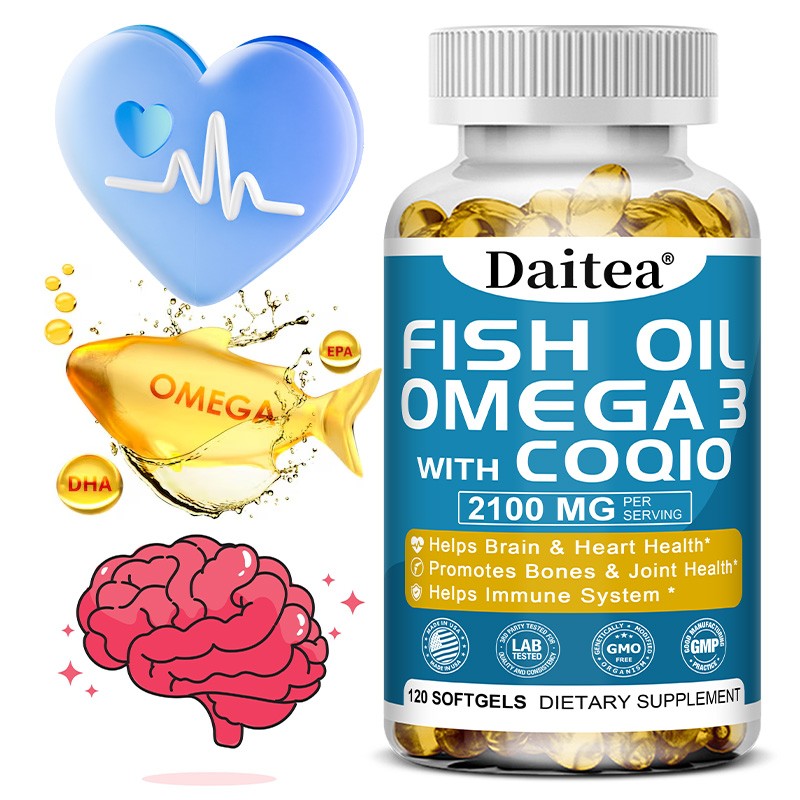 Fish Oil Omega 3 with CoQ10 – Supports Heart, Brain, Joint & Immune Health