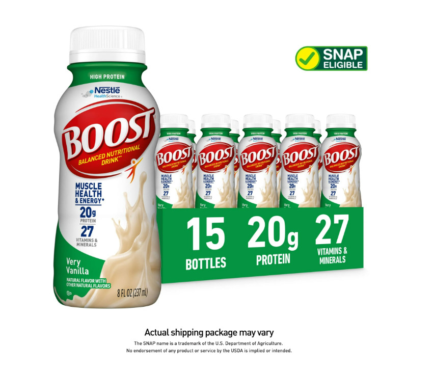BOOST High Protein Nutritional Drink Very Vanilla 20g 8oz 15 Pack