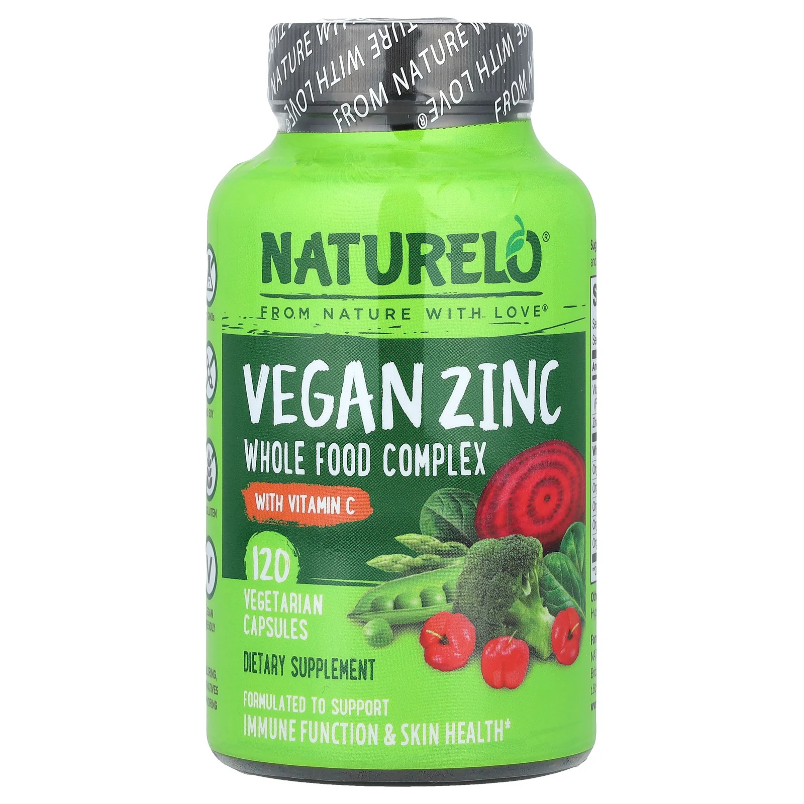 2 X NATURELO, Vegan Zinc With Vitamin C, 120 Vegetarian Capsules