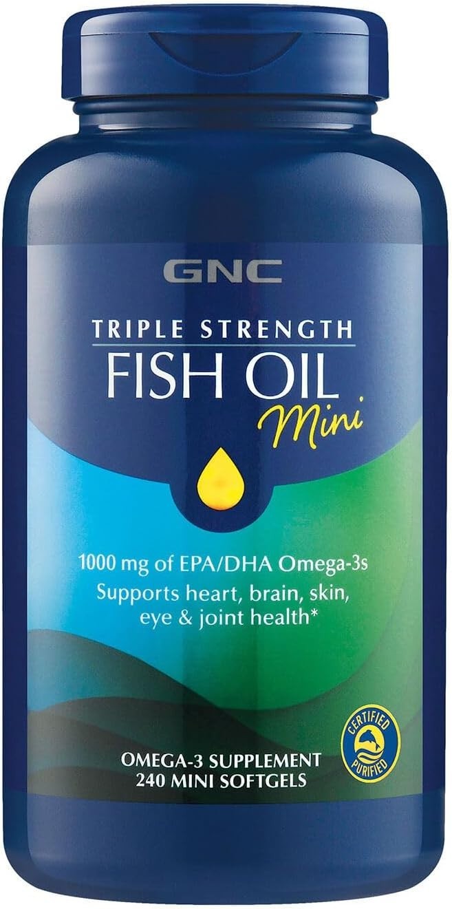 240 Mini Softgels Triple Strength Omega-3 Fish Oil for Heart & Brain Health