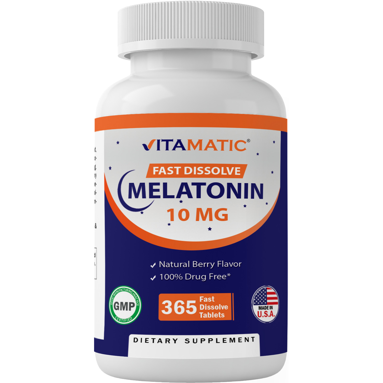Vitamatic Melatonin 10 mg Tablets | Non-GMO, Gluten Free, 1 Year Supply