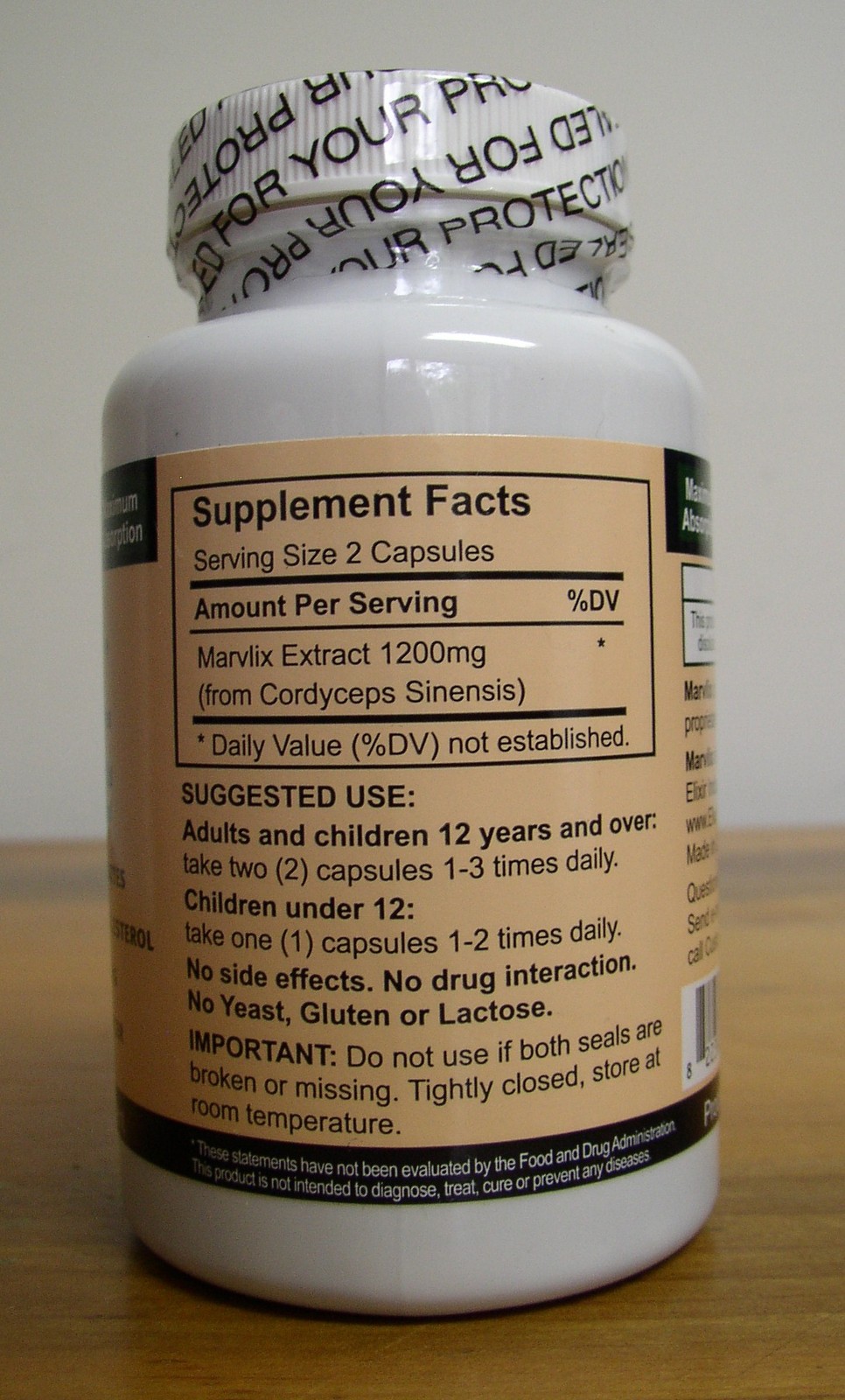 Hi-tech Marvlix 600 mg Cordyceps Sinensis Mushroom, an Elixir Industry Product