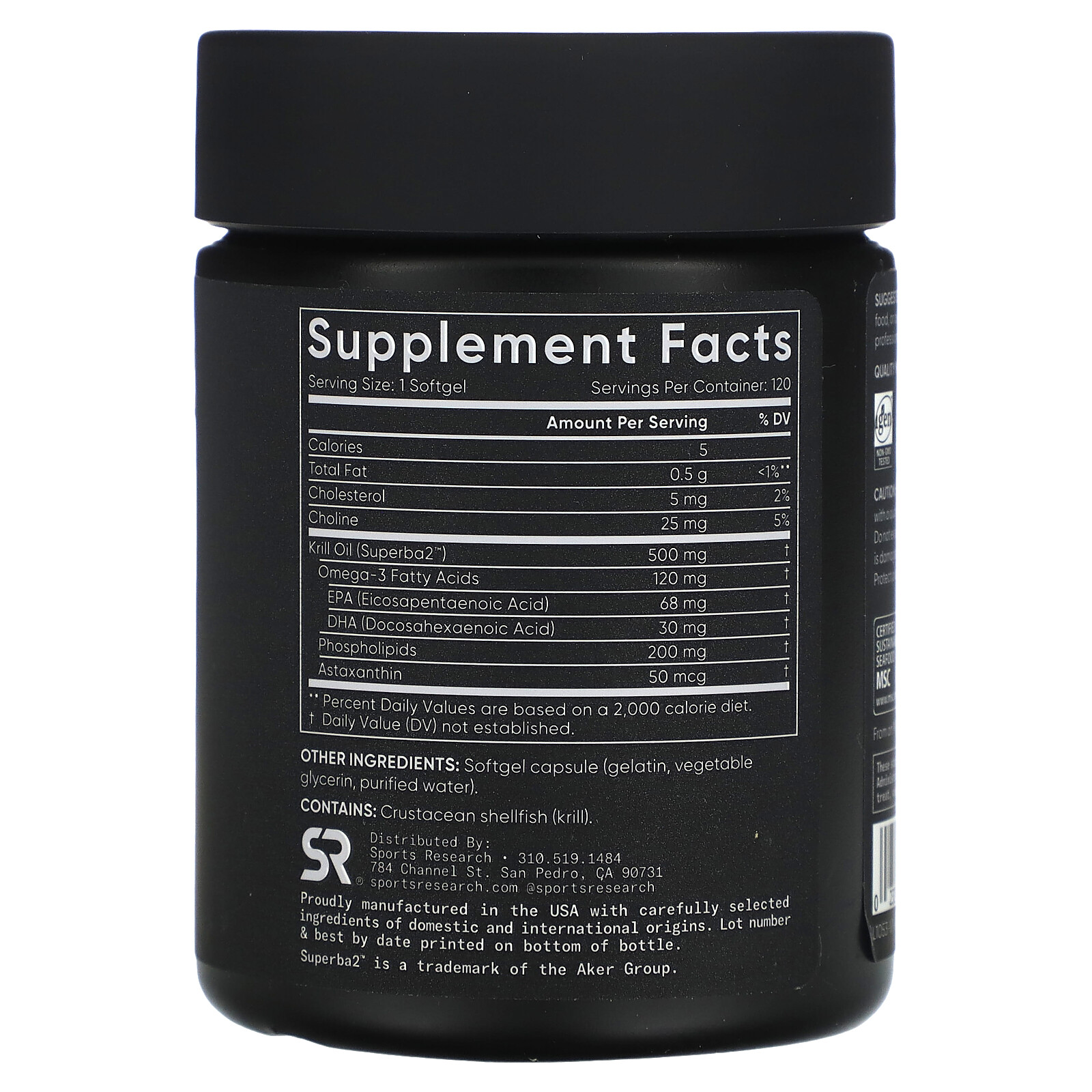 Sports Research SUPERBA 2, Antarctic Krill Oil With Asraxanthin, Softgel