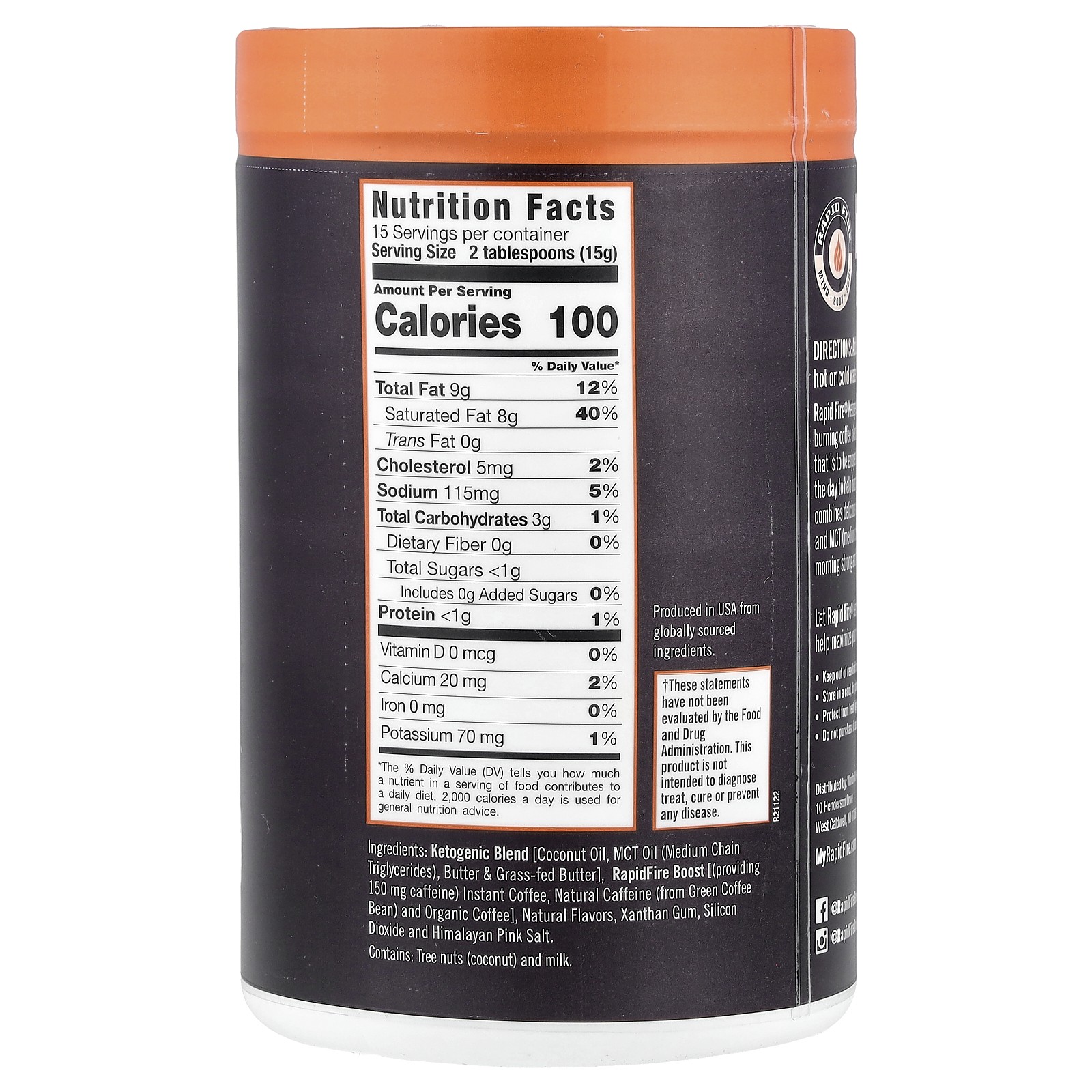 Keto Coffee, Hazelnut, Instant, Medium Roast, 7.93 oz (225 g)
