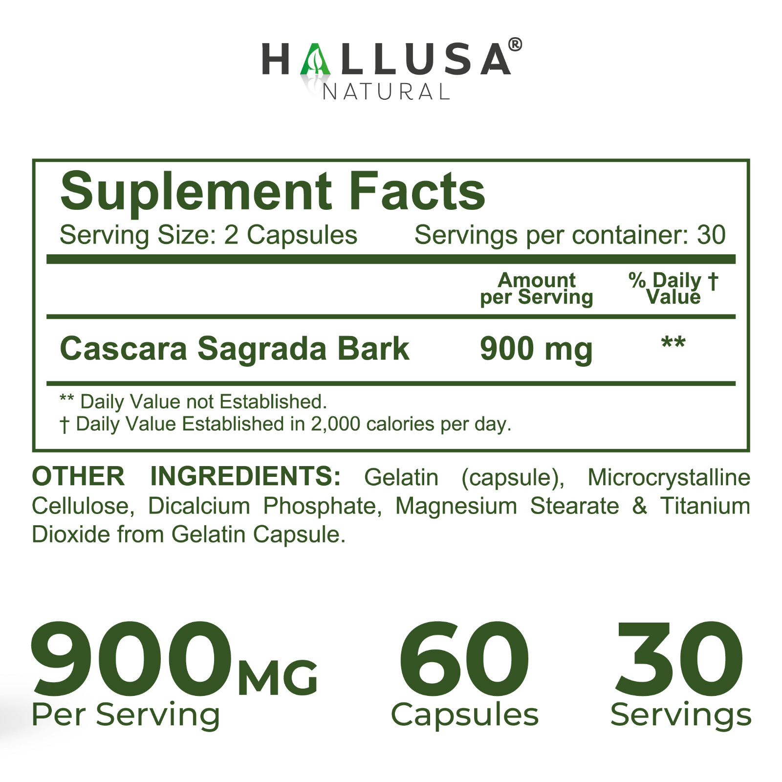 CASCARA SAGRADA – Natural Laxative – Digestive & Metabolism Support – 60 Caps
