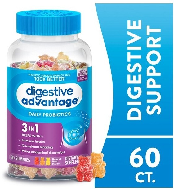 (2X Bottles) Digestive Advantage Daily Probiotic Gummies, 60CT 😋🍓💪