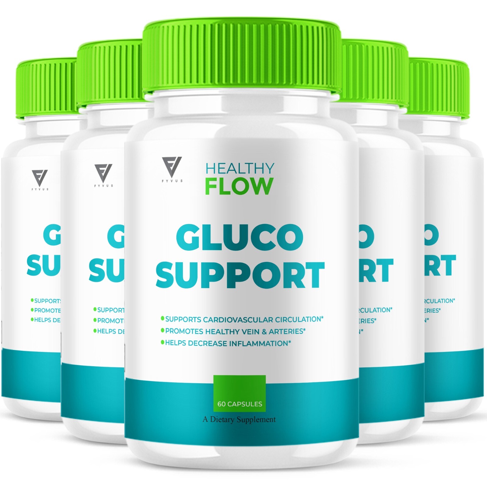 (5 Pack) Healthy Flow Gluco Support, HealthyFlow Glycogen Pills (300 Capsules)