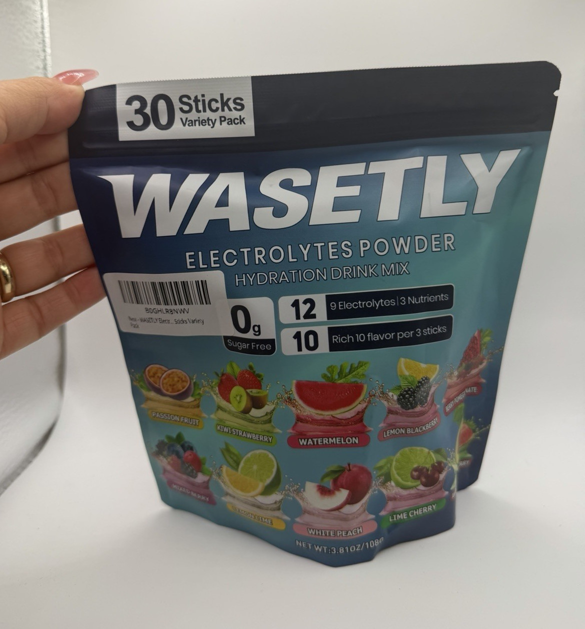 Wasetly Electrolytes Hydration Powder Drink Mix 30 Sticks Variety Sugar-Free