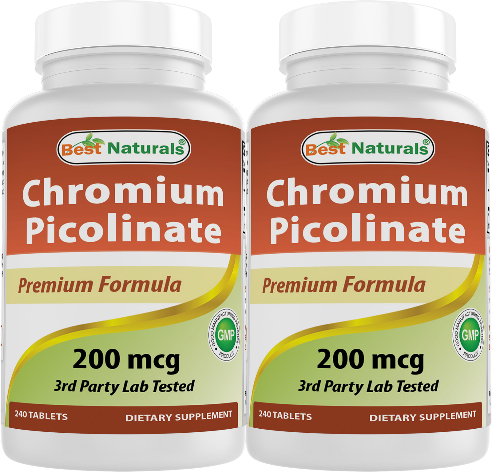 2 Pack Best Naturals Chromium Picolinate Tablet, 200 mcg, 240 Count