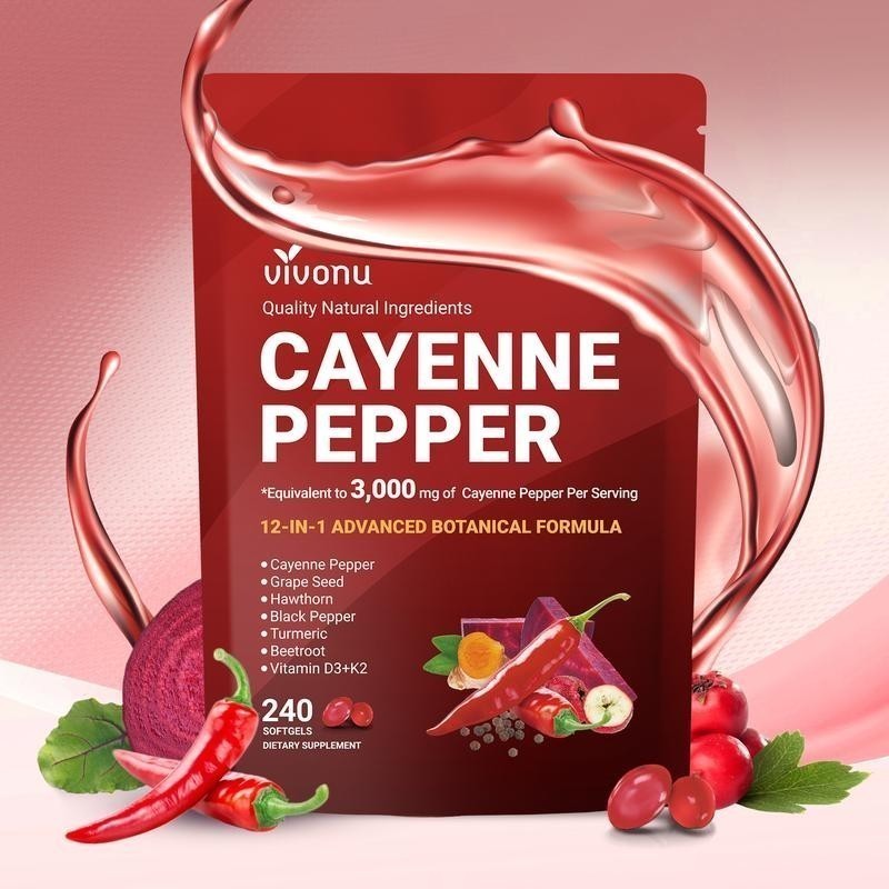 Cayenne Pepper Softgels Supplement, Supports Leg VeinHeart and Blood Vessel NEW