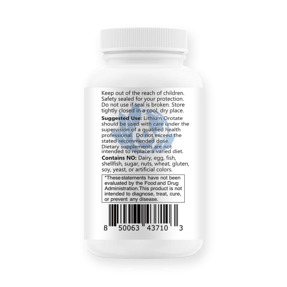 Lithium Orotate 20mg – Supports Mood, Emotional Wellness, Behavior & Memory – 10