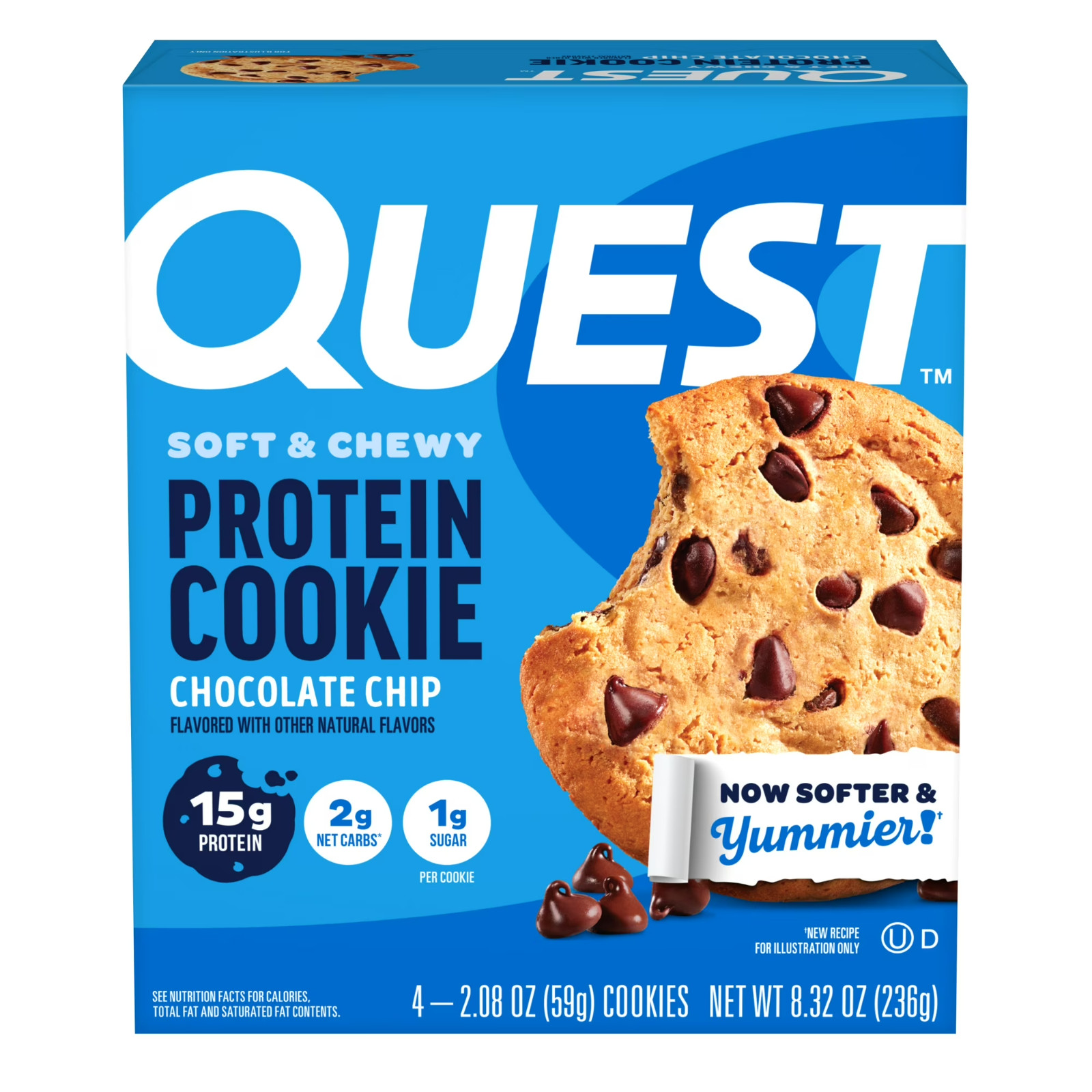 Quest Soft & Chewy Protein Cookie, High Protein, Chocolate Chip, 4 Count
