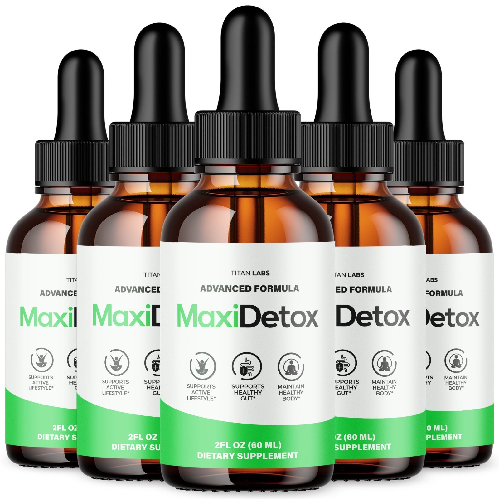 (5 Pack) Maxi Detox Drops Natural Health & Fitness Formula MaxiDetox 150 Serving