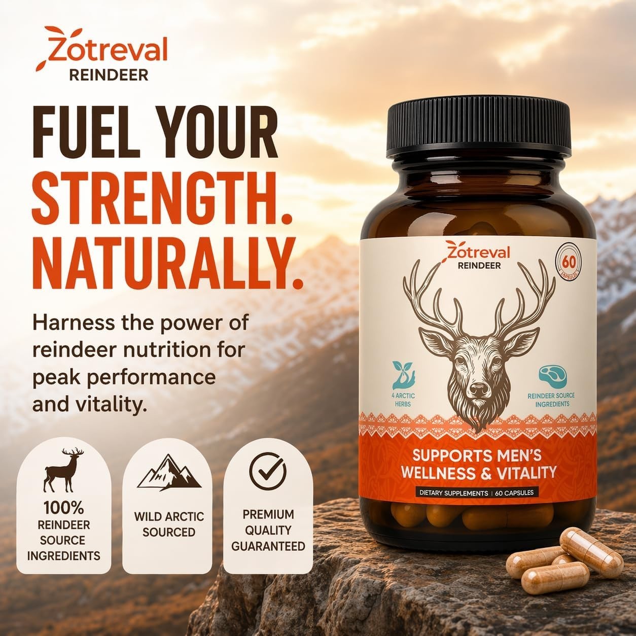 Primal Viking Men’S Overall Well-Being Supplement – Arctic Herbal & Caribou Extr