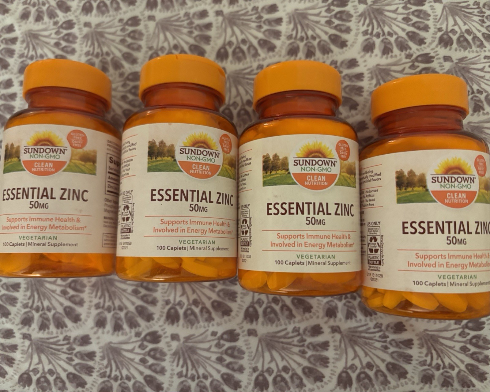 Sundown Clean Nutrition Essential Zinc 50 mg Vegetarian 100 Ct (LOT OF 4) New