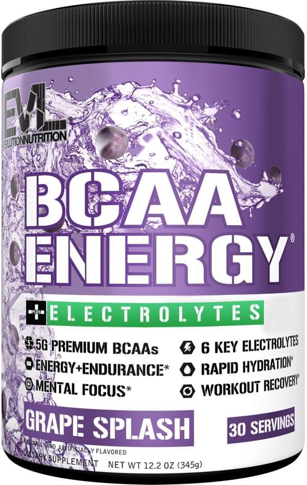 EVL Evlution Nutrition BCAA Energy Amino Acid Pre-Workout Powder – 30 & 65 Srv