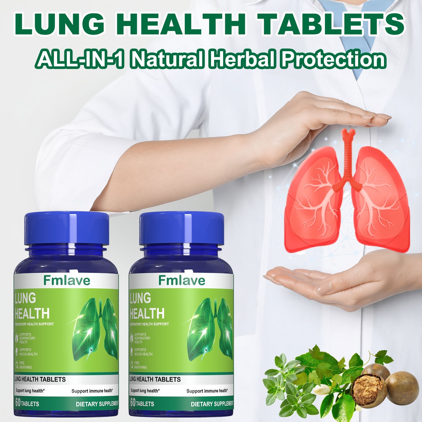 Lung Cleanse & Detox Support Clear Lungs a Healthy Lungs Supplement 2 pack-120pc