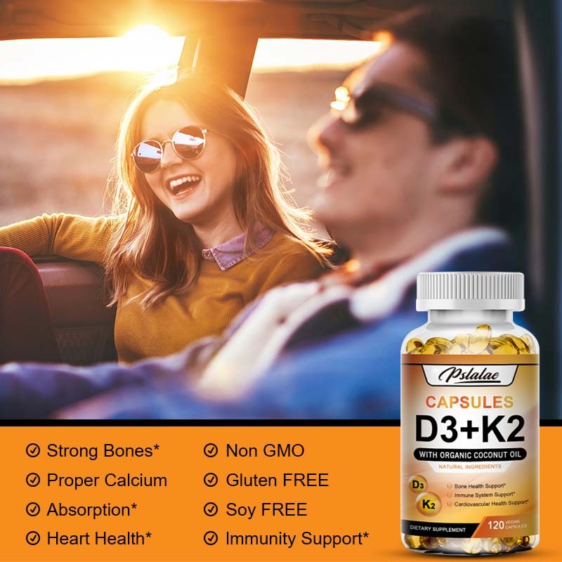 Vitamin D3 + K2 Capsules – Immune & Bone Support,Heart Health-Vitamin Supplement