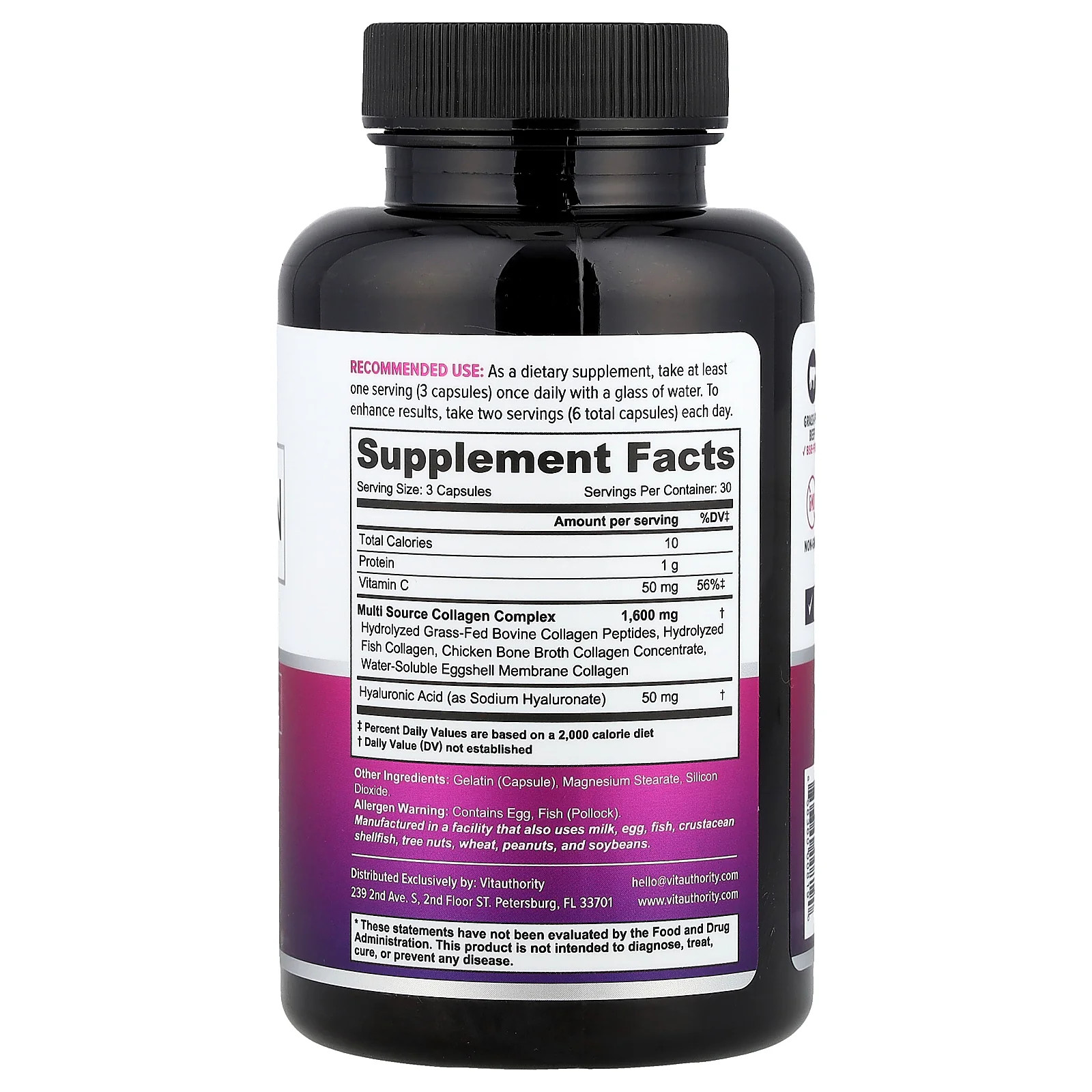 2 X Vitauthority, Multi Collagen Capsules+, 90 Capsules