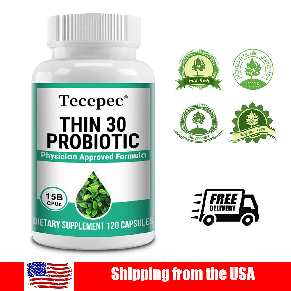 Thin 30 Probiotic 15 Billion CFUs Digestive Support, Boosts Metabolism 120 Caps