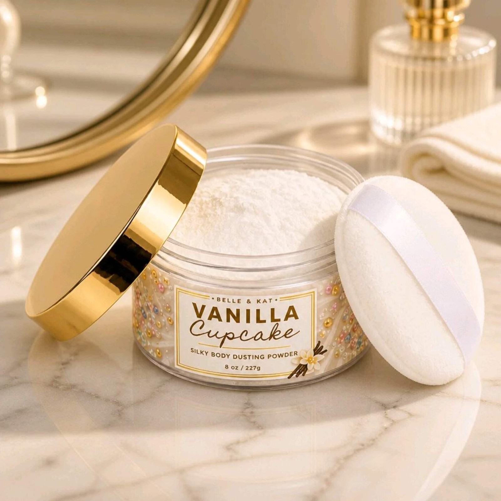 *Vanilla Cupcake Scented Body Powder for Men & Women, Talc-Free, 8oz