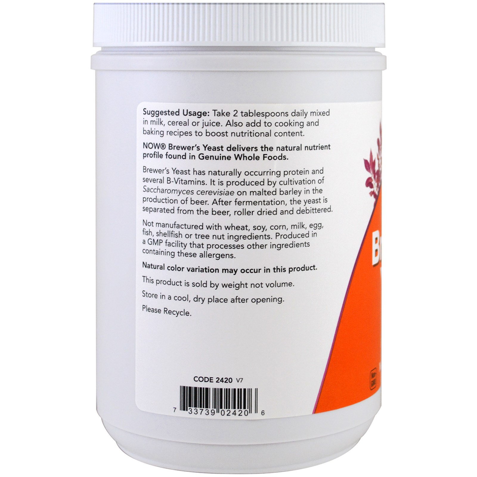 Now Foods Brewer s Yeast Super Food 1 lb 454 g GMP Quality Assured, Kosher,