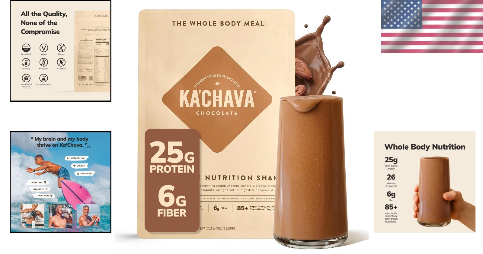 Chocolate Ka’Chava Whole Body Meal Replacement – 25g Plant Protein & Probiotics