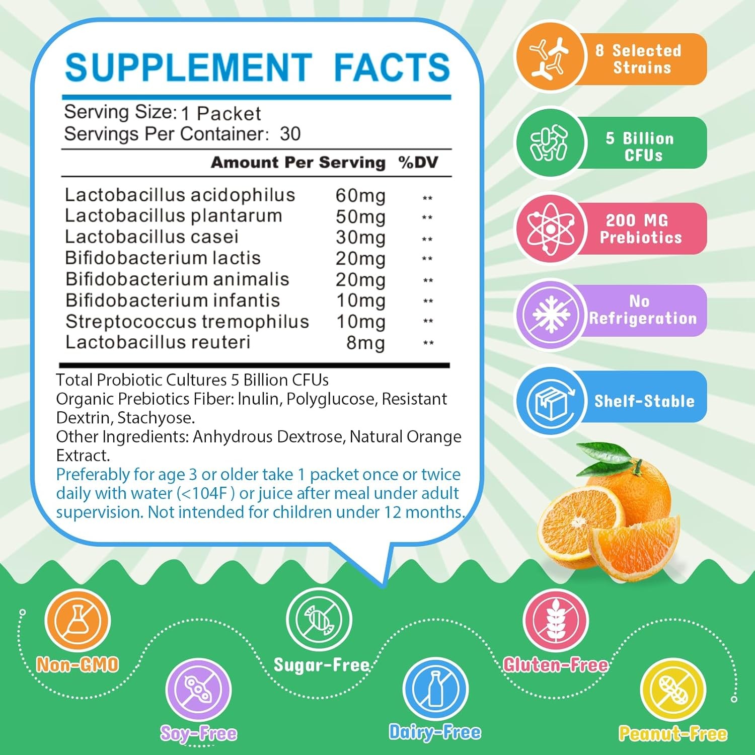 Kids Probiotic & Prebiotics Powder Age 3+ Support Children’s Digestive & Immune