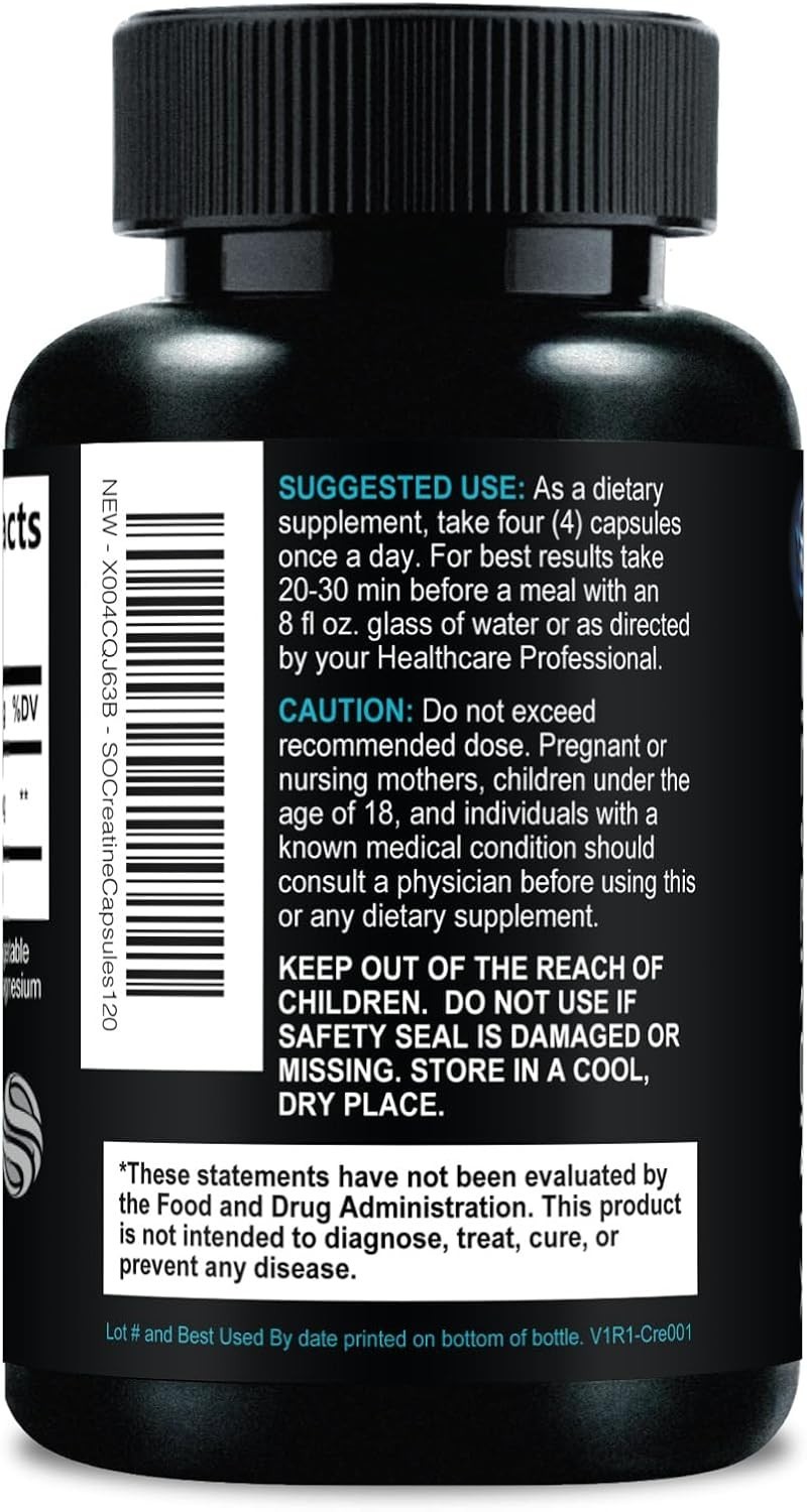 Fast-Absorbing Creatine Monohydrate 3000mg Capsules – Boost Strength & Power