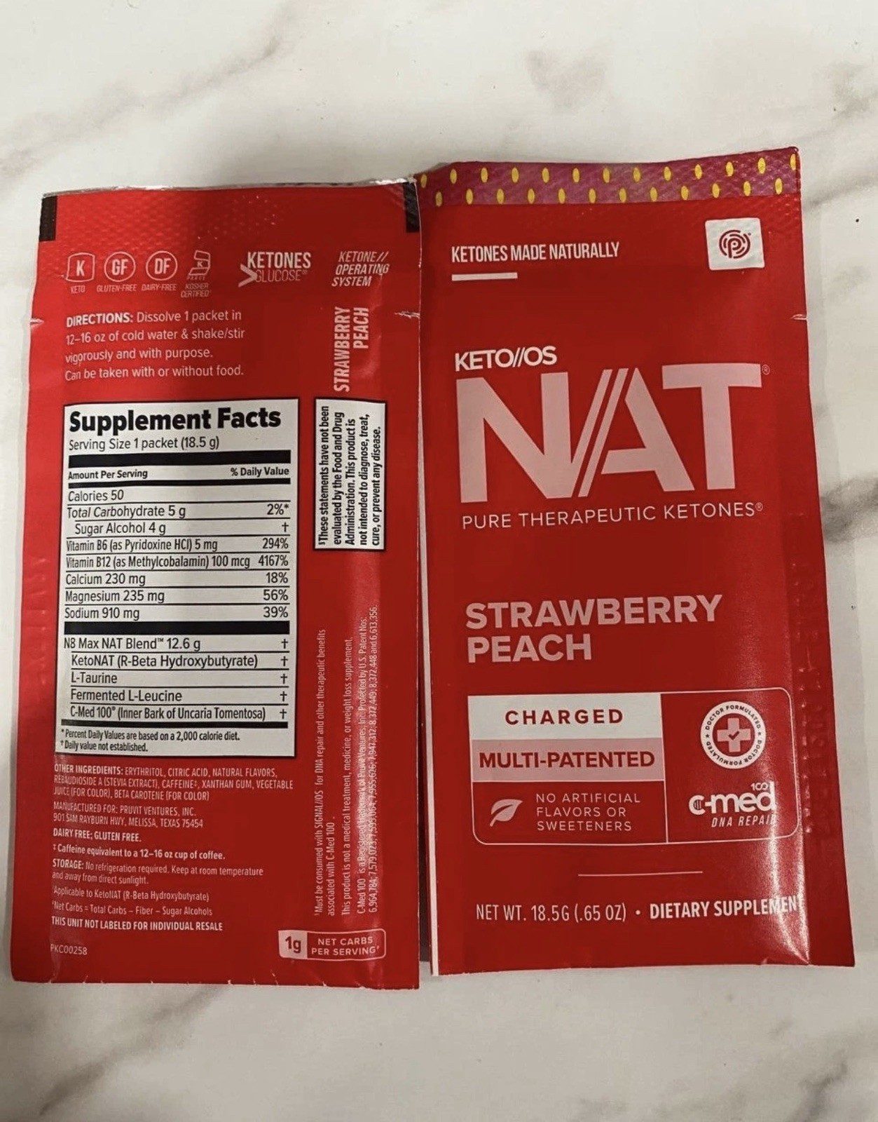 🔥Pruvit Strawberry Peach NAT Charged 20 Packets 🔥