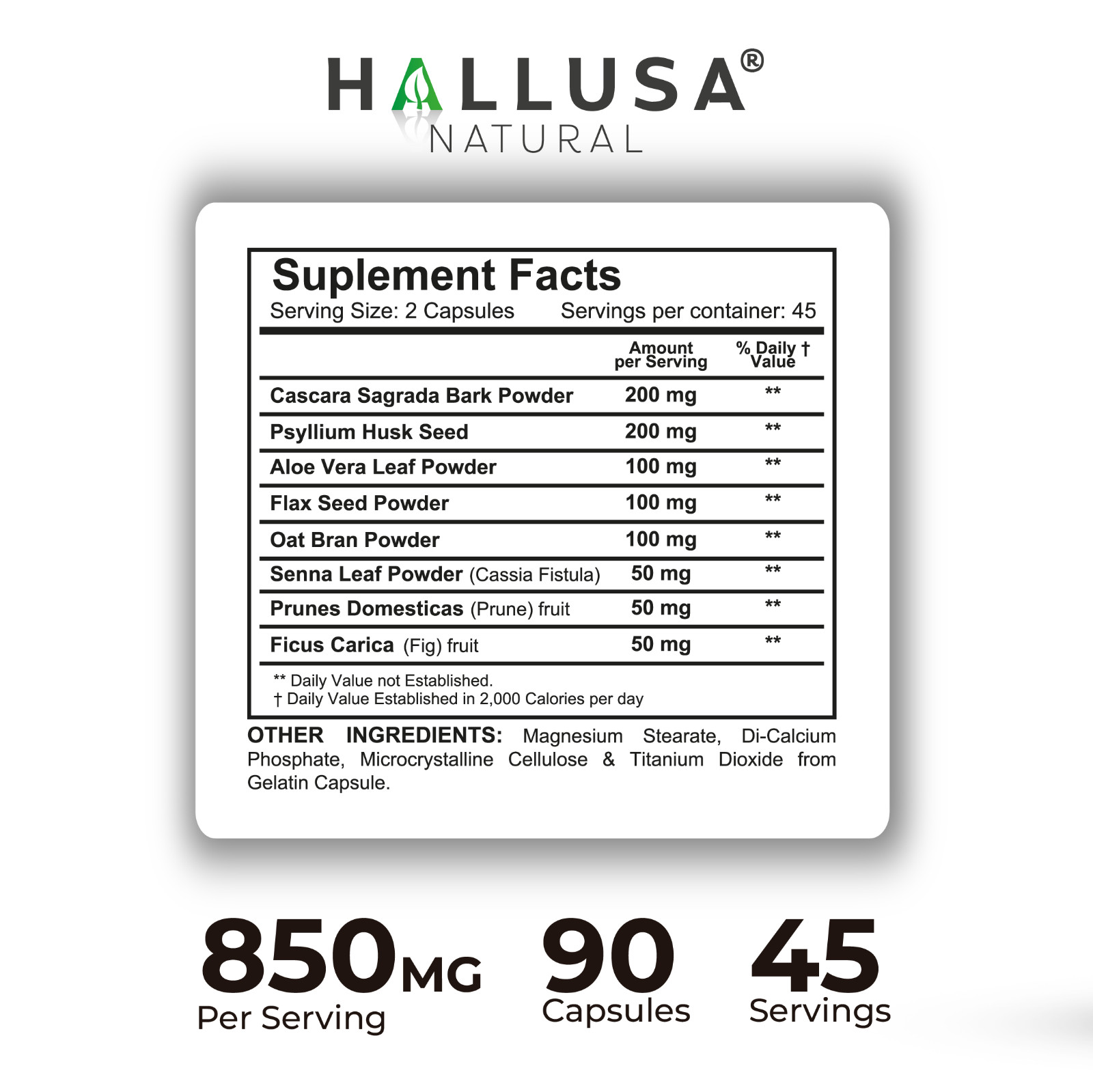 HALLCOLON – Digestive Health & Colon Cleanser – Detox Support – 90 Capsules