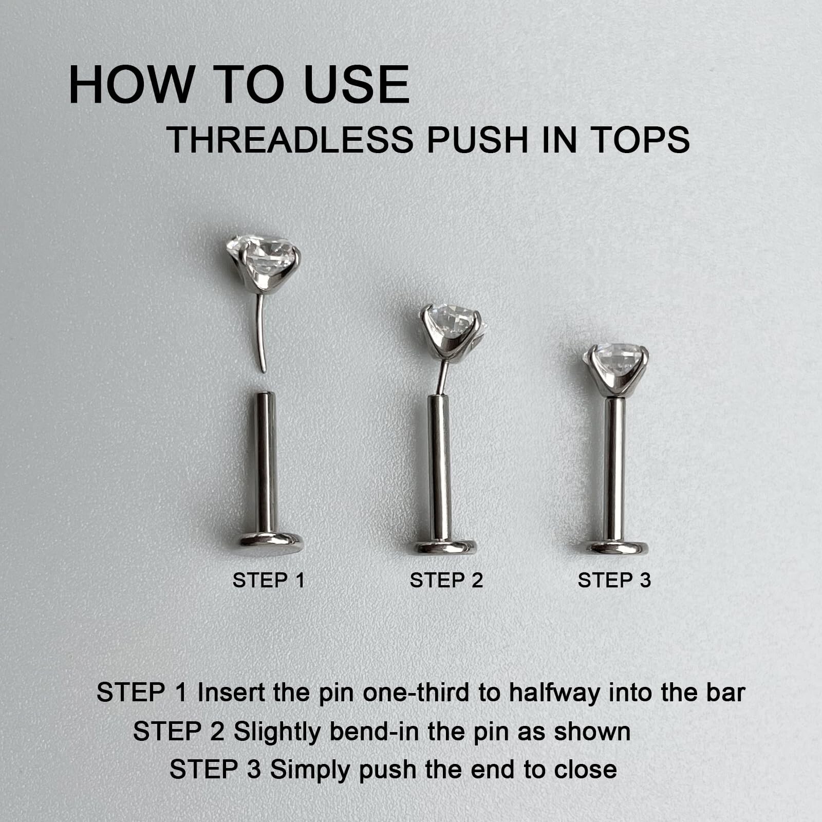20G/16G/18G/ Threadless Bar G23 Titanium Replacement Post Bar Flat Back Stud …