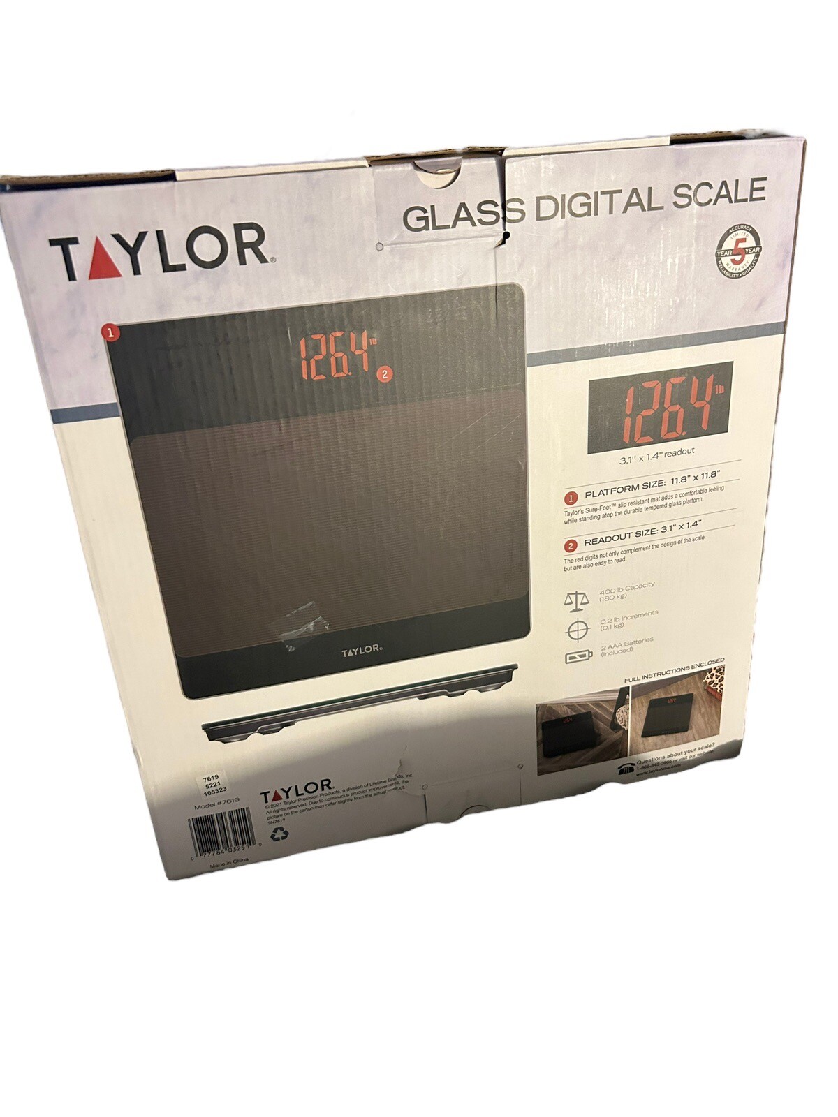 Taylor Smart Digital Body Scale Tempered Glass Platform 400 lb Missing Manual