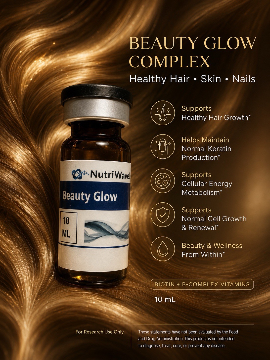 Hair, Skin & Nails Support | B-Complex Vitamins | Biotin | 10 mL