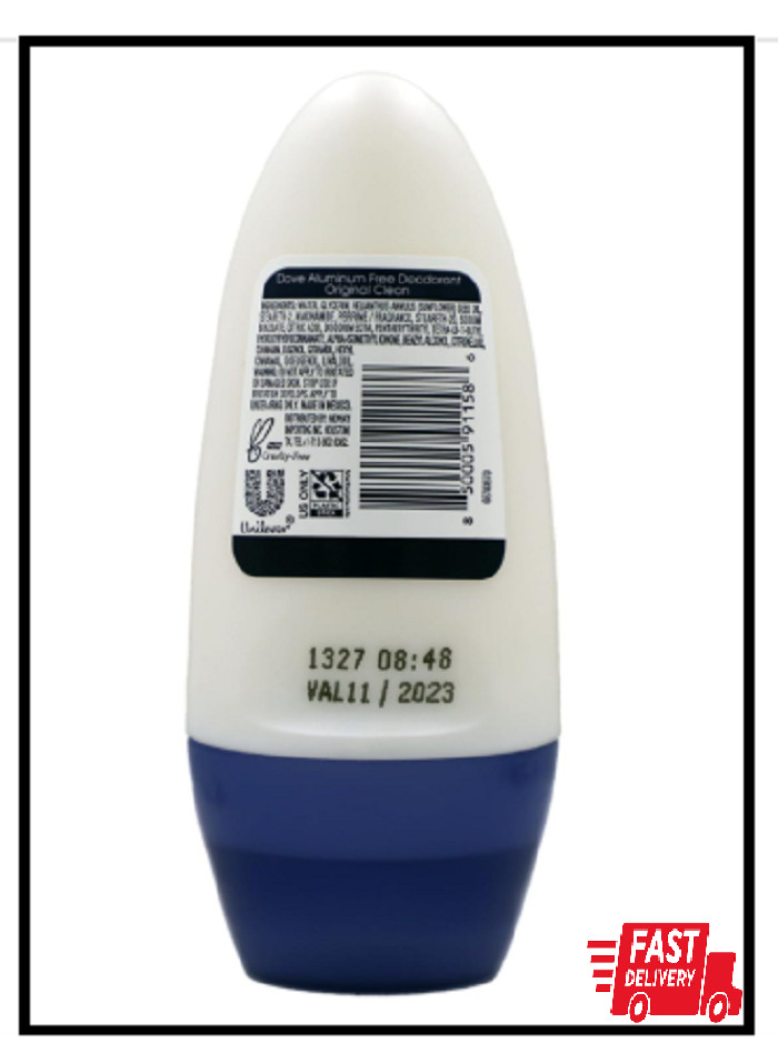 Dove Original Clean Roll On Deodorant, Aluminum Free, All Day Odor…