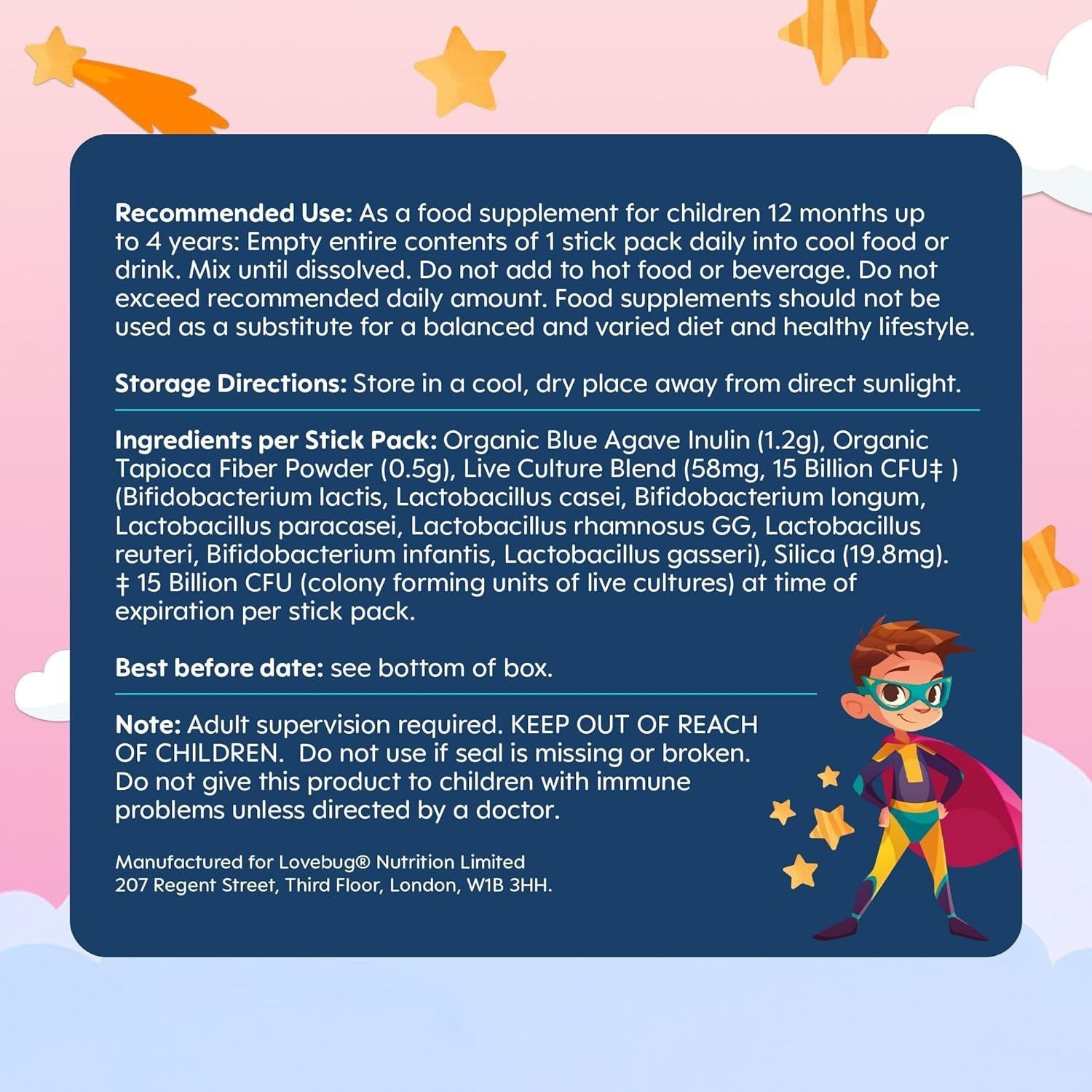 LOVEBUG Award Winning Probiotics | Constipation & Stomach Discomfort | Softer Bo
