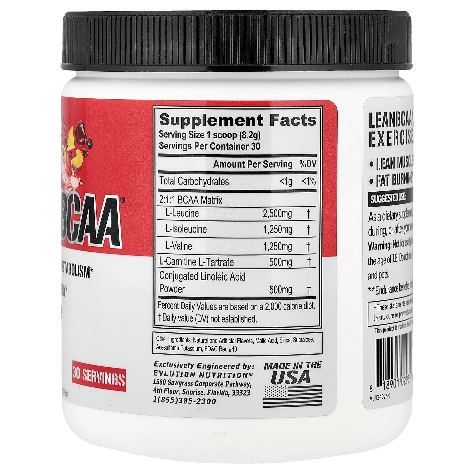 2 X EVLution Nutrition, Lean BCAA�, Fruit Punch, 8.7 oz (246 g)