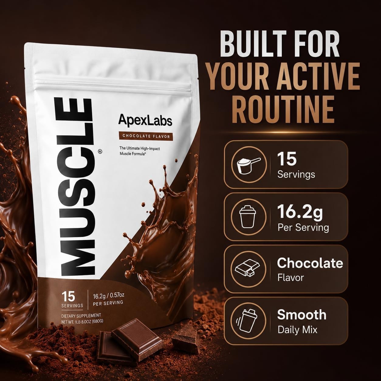 Apex Labs Protein Powder MUSCLE 15 servings 8.55oz EXP 05/2028