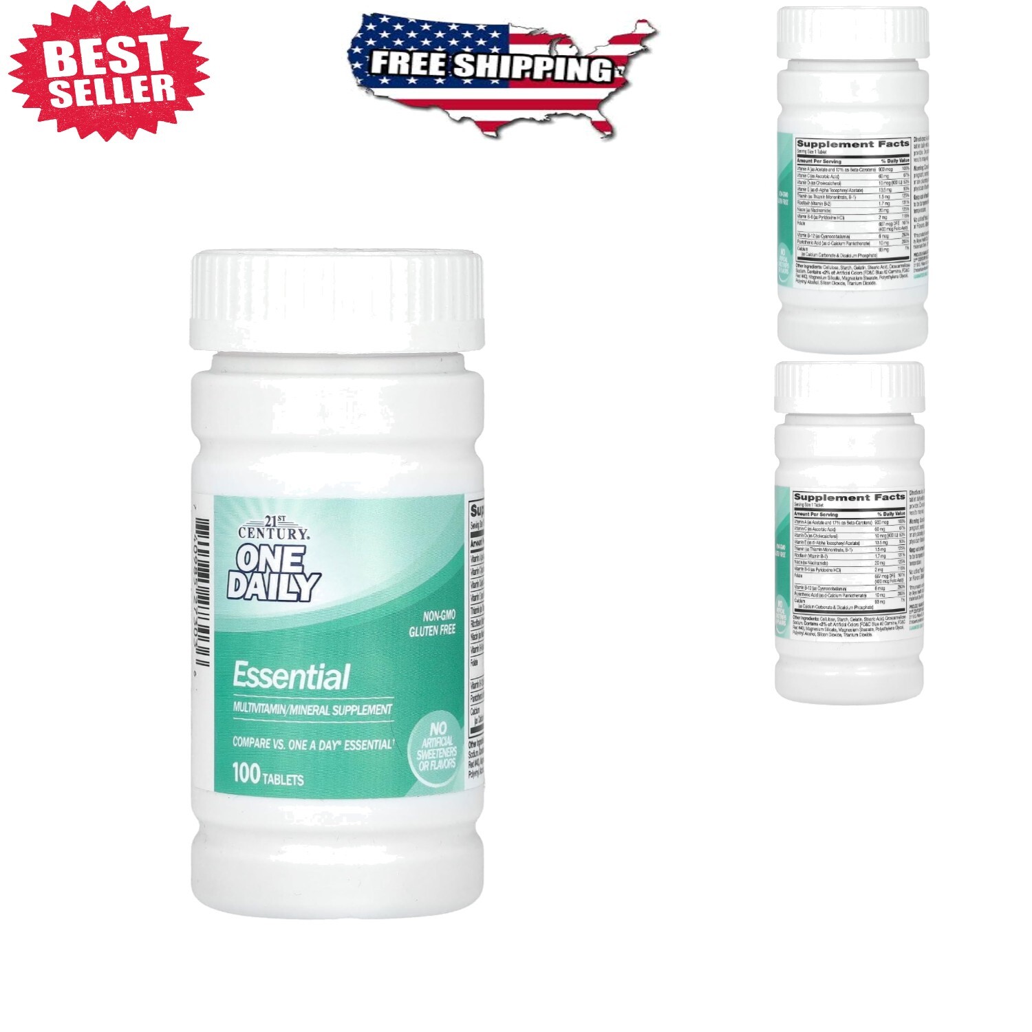 Gluten-Free One Daily Essential Multivitamin Tablets – 100 Easy-To-Swallow Count