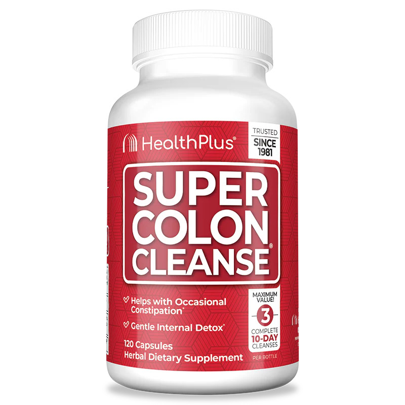 Health Plus Super Colon Cleanse Capsules Gentle Internal Detox 120 Count