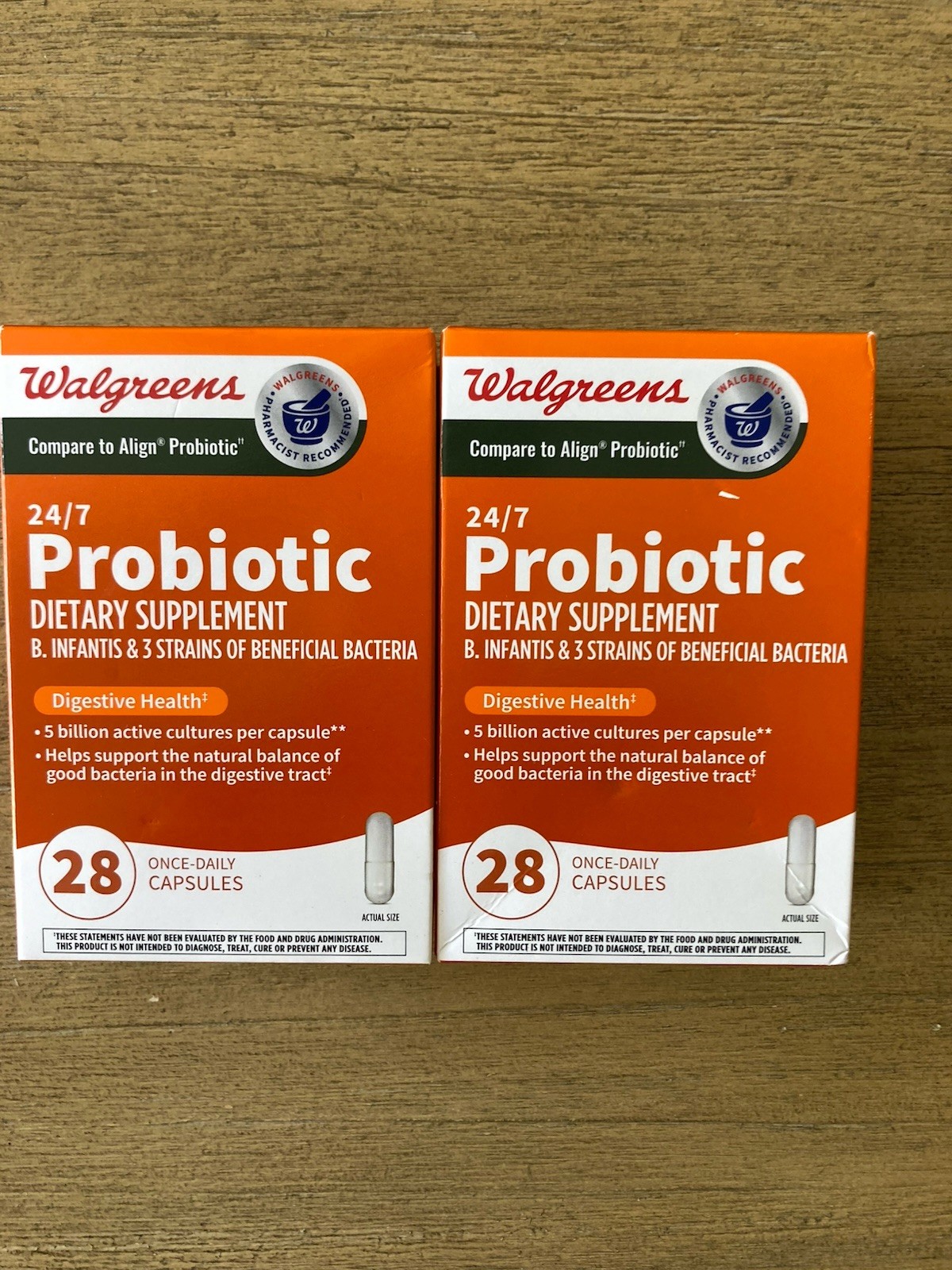 2 COMPARE TO ALIGN PROBIOTIC – DIGESTIVE SUPPORT – 28 CAPSULES EACH EXP: 07-2027